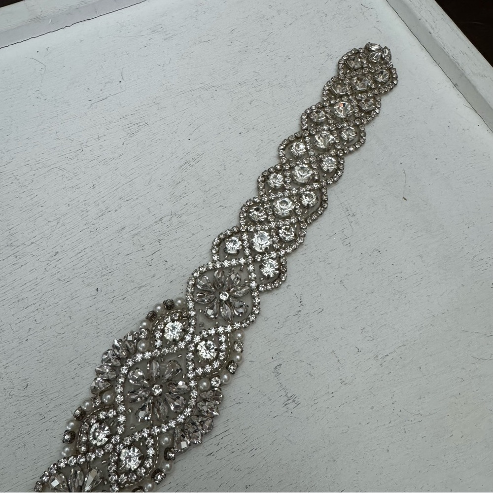 Rhinestone Wedding Belt Costume Sash Applique Bling Bead Crystal Headband Motif - Picture 9 of 15